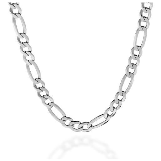 QUADRI - collana in argento 925 elegante con catena modello figaro per uomo/donna - larghezza 7mm - lunghezza 61 cm - certificato made in italy. 