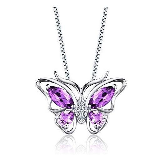 Aurora Tears collana con ciondolo a forma di farfalla in argento 925 con ametista viola per ragazze dp0013p