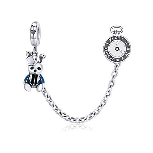 GDDX 925 sterling silver collezione catena di sicurezza braccialetti charms adatto pandora braccialetti di fascino collane gioielli regali per donne ragazze (coniglio magico)