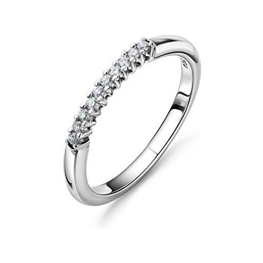 Orovi gioielli anello donna oro bianco 0,10 ct diamante eternity fede nuziale oro 18 carati (750) e diamanti, oro