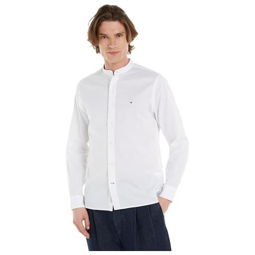 Tommy Hilfiger natural soft solid mao rf shirt mw0mw30494 camicia a maniche lunghe, bianco (white), s uomo