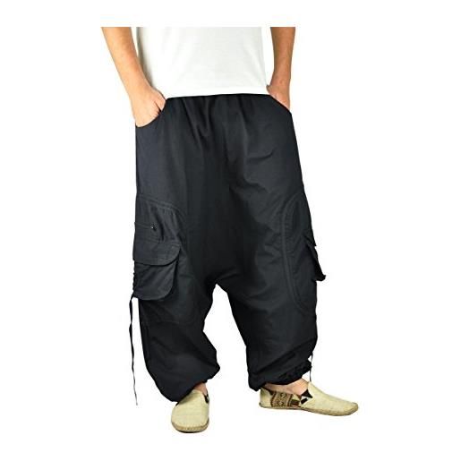 virblatt - pantaloni harem | 100% cotone | pantaloni turca uomo pantaloni rave tasconi pantaloni cavallo basso uomo - abgefahren m-xl grigi