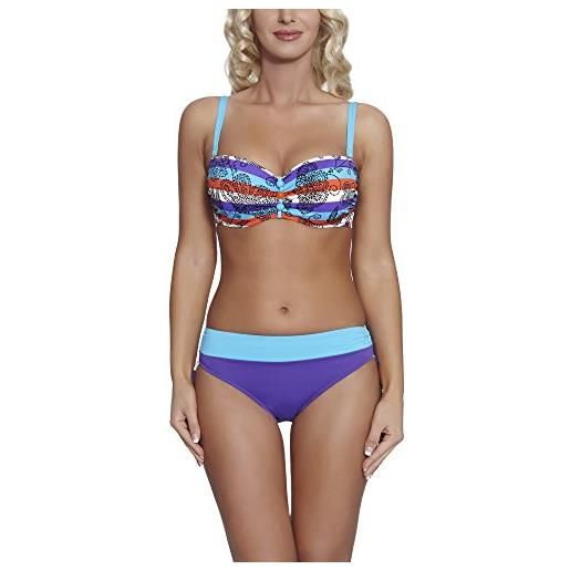 Feba modellante corpo bikini set per donna s2l2n1 (modello-02dk, eu cup 75e/bottom 38 (it 2e/44))