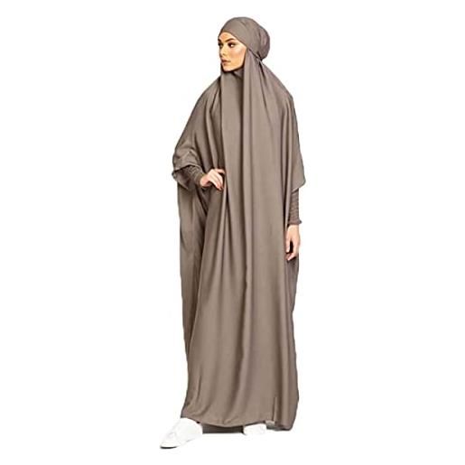 Ravent abito da donna musulmano di un pezzo abito da preghiera per le donne abaya abito islamico medio oriente dubai turchia maxi abaya caftano con hijab abito a lunghezza intera, rosa, taglia unica