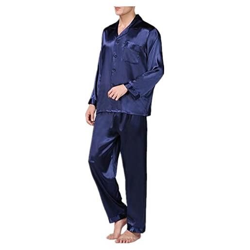 LUPE classico raso pigiama manica lunga pigiameria grande servizio domestico raso di seta, d, xl