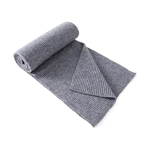 Lallier sciarpa a coste classica in misto lana e cashmere sciarpa invernale ultra morbida per donne e uomini con confezione regalo (grigio)