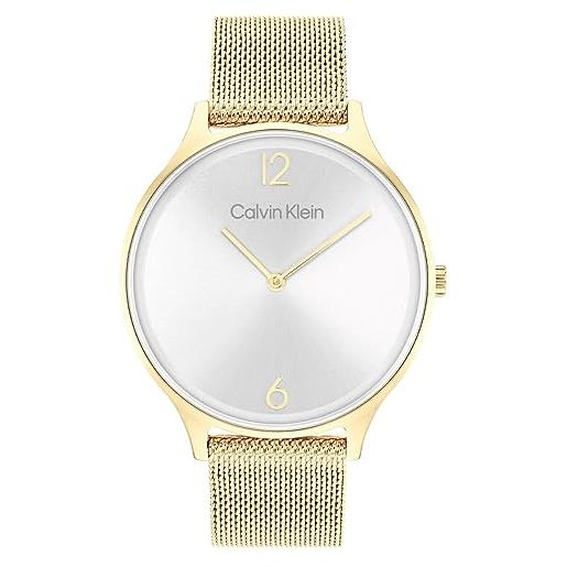 Calvin Klein orologio analogico al quarzo da donna con cinturino in maglia metallica in acciaio inossidabile dorato - 25200003