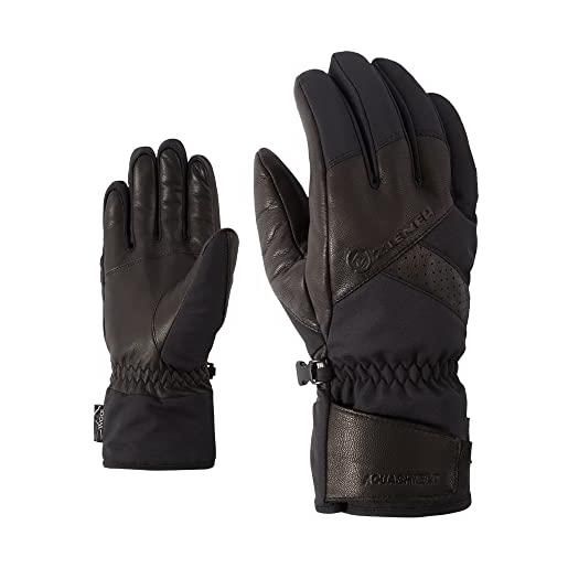 Ziener getter - guanti da sci da uomo, impermeabili, traspiranti, in lana alpina, colore nero, 7,5