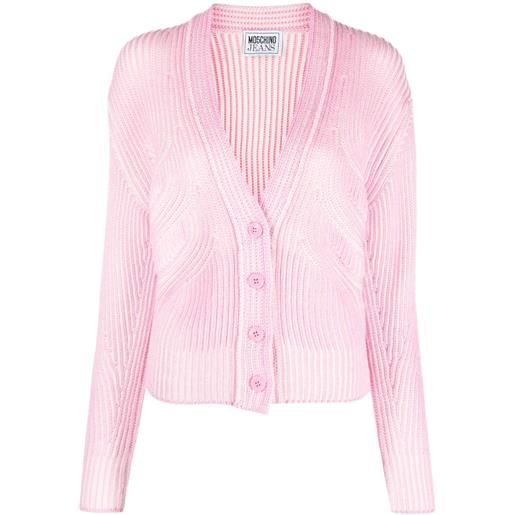 MOSCHINO JEANS cardigan a coste - rosa