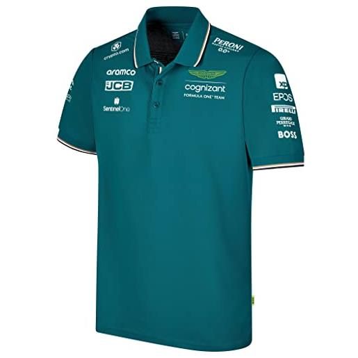 Aston Martin Formula One Team - meccanismo ufficiale di formula uno - replica poloshirt team - uomo - verde sterling - 2023 (xl)
