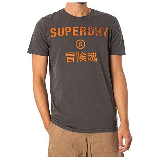 Superdry corp logo tee camicia, nero vintage, m uomo