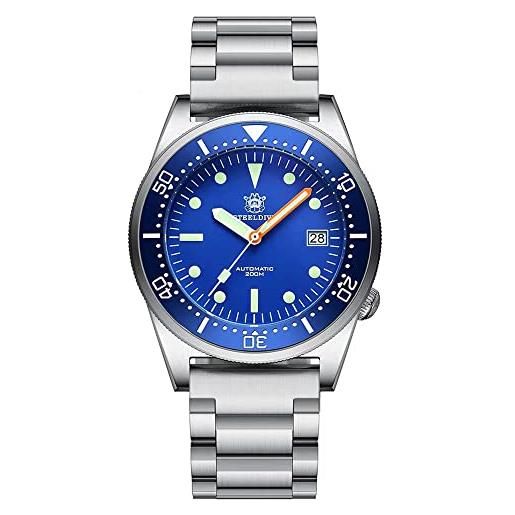 SOTAG steeldive sd1979 bracciale in acciaio inossidabile immersione orologi da uomo quadrante blu 200m impermeabile nh35 orologio da immersione meccanico automatico, blu
