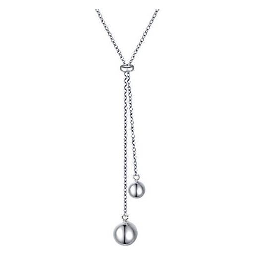 Flyow collana lunga a catena delicata, stile semplice, in argento sterling 925, regolabile, a forma di y, argento, senza pietra