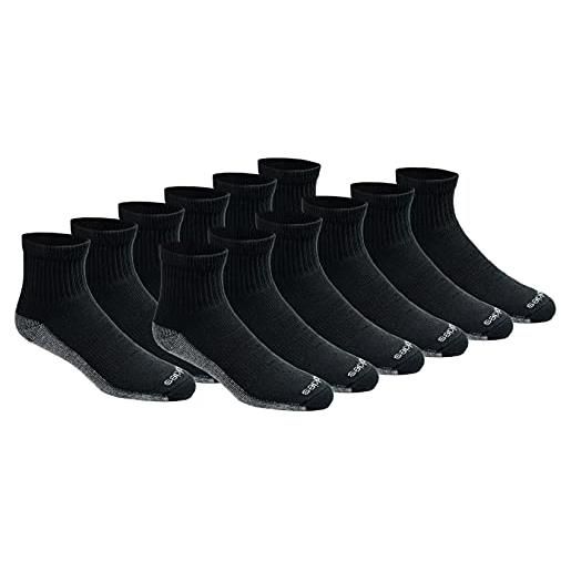 Dickies men's big and tall dri-tech moisture control quarter socks multipack, black (12 pair), shoe size: 12-15
