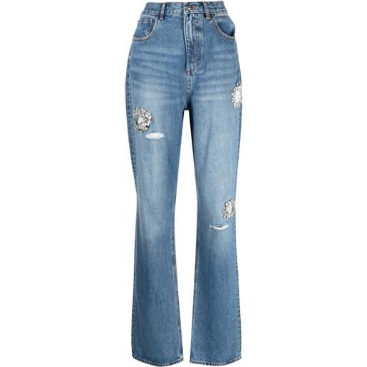 AREA jeans dritti con cristalli - blu