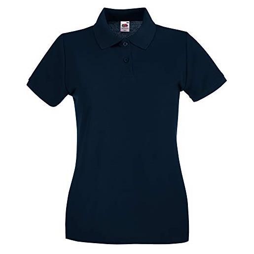 Fruit of the Loom - polo 100% cotone - donna (s) (blu scuro)