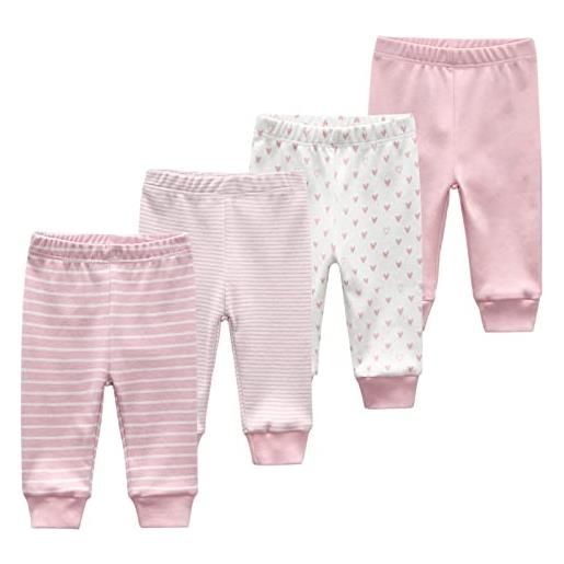 TONE - pantaloni da bambino per bambini e bambine, 0-3 m, 3 - 6 m, 6 - 9 m, 9 - 12 m, confezione da 4 design 2.3-6 mesi