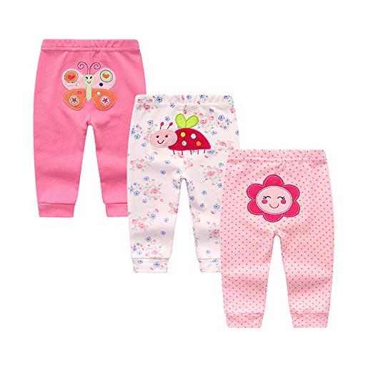 Tone - pantaloni da bambino, per neonati e bambine, 0-3 mesi, 3-6 mesi, 6-9 mesi, 9-12 mesi, cotone design 1.12 mesi