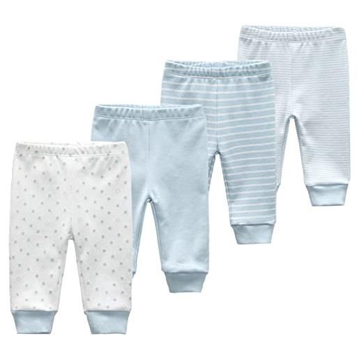 TONE - pantaloni da bambino per bambini e bambine, 0-3 m, 3 - 6 m, 6 - 9 m, 9 - 12 m, confezione da 4 azzurro 12 mesi
