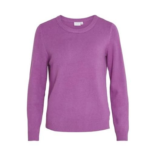 Vila clothes viril o-neck l/s knit top-noos maglione, misty rose/dettagli: melange, xl donna