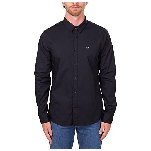 Calvin Klein poplin stretch slim shirt k10k110856 camicie casual, nero (ck black), xl uomo