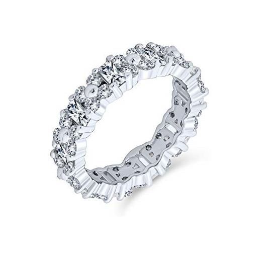 Bling Jewelry alliance éternelle en zircon cubique aaa cz avec fleurs rondes et baguettes en alternance pour femmes en argent sterling 925