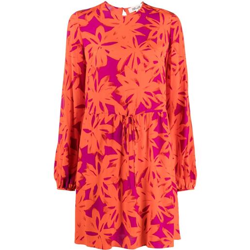 DVF Diane von Furstenberg abito corto a fiori sidney - arancione