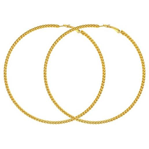 FOCALOOK orecchini cerchio donna oro 60mm orecchini colore oro orecchini cerchio grande oro