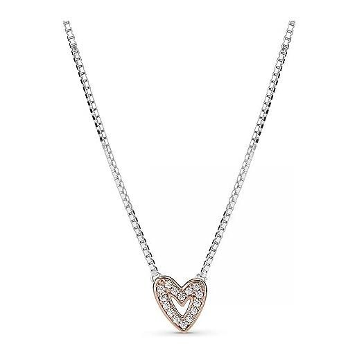 Pandora 380089c01-45 collana con cuore in rilievo