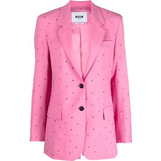 MSGM blazer monopetto con decorazione di cristalli - rosa