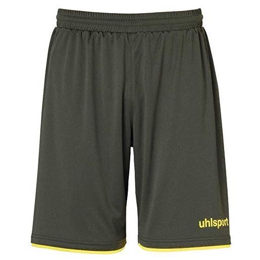 uhlsport club - pantaloncini da calcio da uomo, uomo, 100380614, oliva scuro/giallo fluorescente, 152