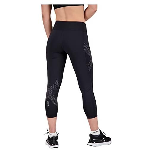 2XU motion mid-rise compression 7/8 tights pantaloni, nero (black/dotted reflective logo), xxs donna