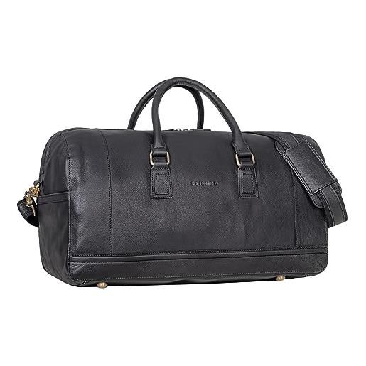 STILORD 'edson' borsa da viaggio in pelle weekender uomo donna vintage bagaglio a mano borsone borsa sportiva borsa a tracolla in cuoio per viaggi, colore: nero