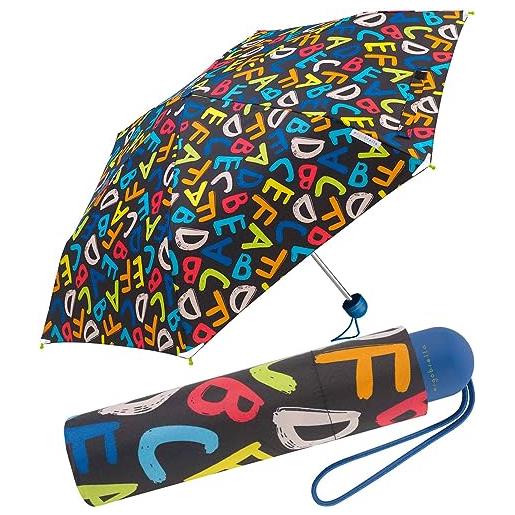 happy rain ergobrella - ombrello tascabile per bambini con elementi riflettenti, abc. , 89 cm