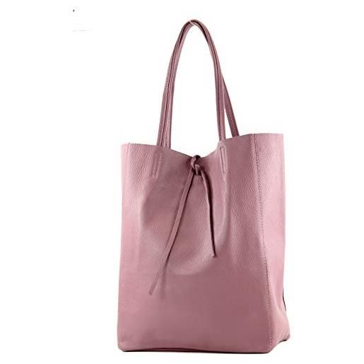 modamoda de - t163 - ital - borsa shopper grande con tasca interna in pelle, rosa antico, large