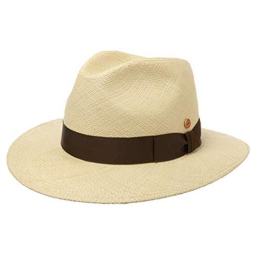 MAYSER brown menton cappello panama uomo - made in the eu protezione uv da sole con nastro grosgrain primavera/estate - 57 cm natura
