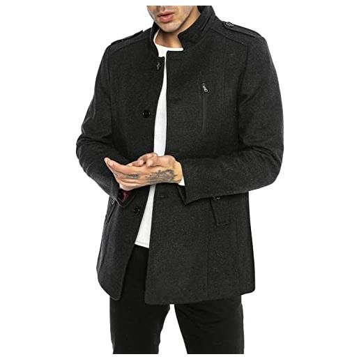 Redbridge cappotto da uomo elegante giacca lunga invernale slim fit casual chic grigio xxl