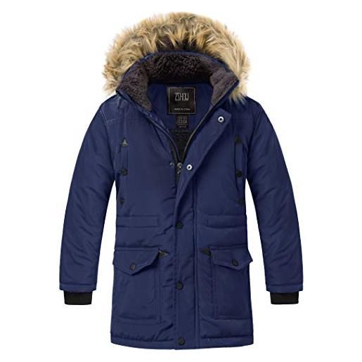 ZSHOW cappotto foderato imbottito giaccone antivento jacket outdoor casual giacca pesante idrorepellente bambino blu chiaro 140-146