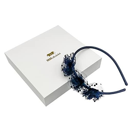 HAARallerliebst cerchietto per capelli (tulle con pois | blu) per ragazze con scatola per conservare
