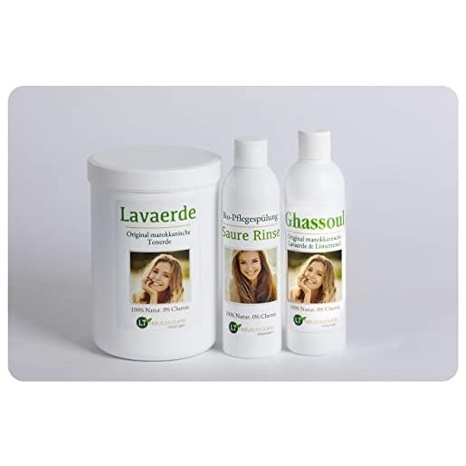 LT-Naturprodukte set completo in polvere di argilla/ghassoul - per la cura dei capelli e del corpo, prodotto naturale, senza sapone e senza trattamenti chimici