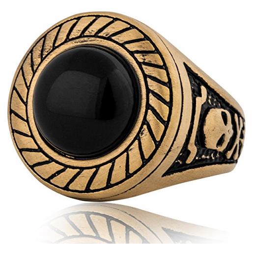 Akitsune mortis anello | acciaio inox a tenuta grandi crociati ornamento uomini donne anello di disegno del - matt oro - us 10