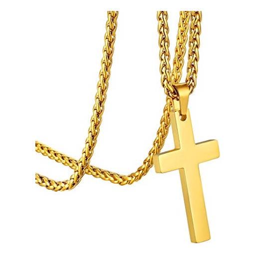 GOLDCHIC JEWELRY ciondolo croce in oro semplice semplice, gioielli cristiani in acciaio inossidabile 316l per donna