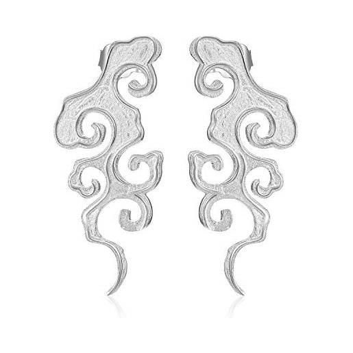 Lotus Fun - orecchini in argento sterling s925, a forma di nuvola al tramonto, a goccia, stile cinese