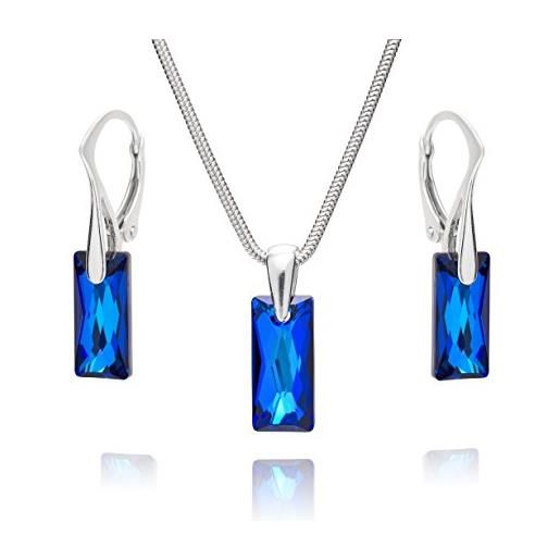 LillyMarie donne parure di gioielli argento vero ciondolo cristallo swarovski elements originali blu lunghezza regolabile confezione regalo idee regalo per le donne