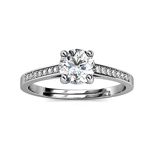 PHENIOTACE anello fidanzamentoda donna in argento massiccio 925 solitario con diamante moissanite 1,0 ct