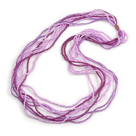 Avalaya collana lunga multifilo con perline di vetro nei toni della lavanda/viola, 86 cm di lunghezza, misura unica, vetro