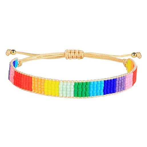 KELITCH rainbow wrap bracciali giappone miyuki braccialetti con perline gioielli fatti a mano intrecciati (rainbow 01d)