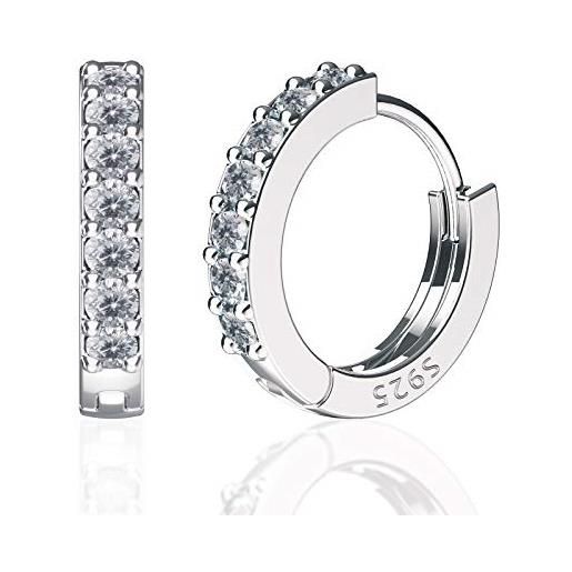 SWEETV orecchini a cerchio in argento sterling 925 per donne - minuscoli orecchini a cerchio in argento con zirconi