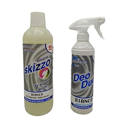 chimiclean kit deo due fraganza bianco 1 pavimento skizzo bianco gel, 1 deodorante bianco deo due