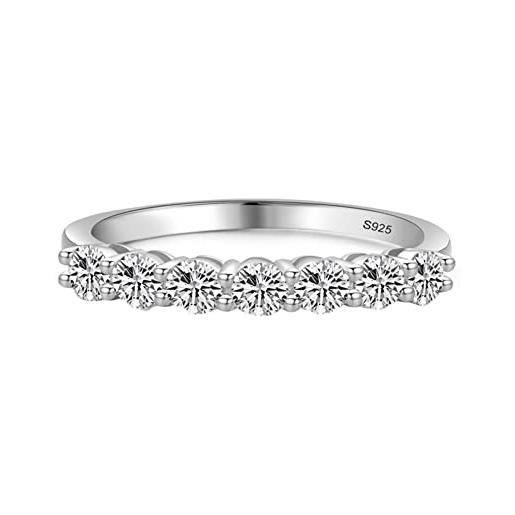 Homxi anello fidanzamento argento 925 donna, fedi nuziali rotonda zirconia cubica argento anello fedina donna taglia 12(52mm)